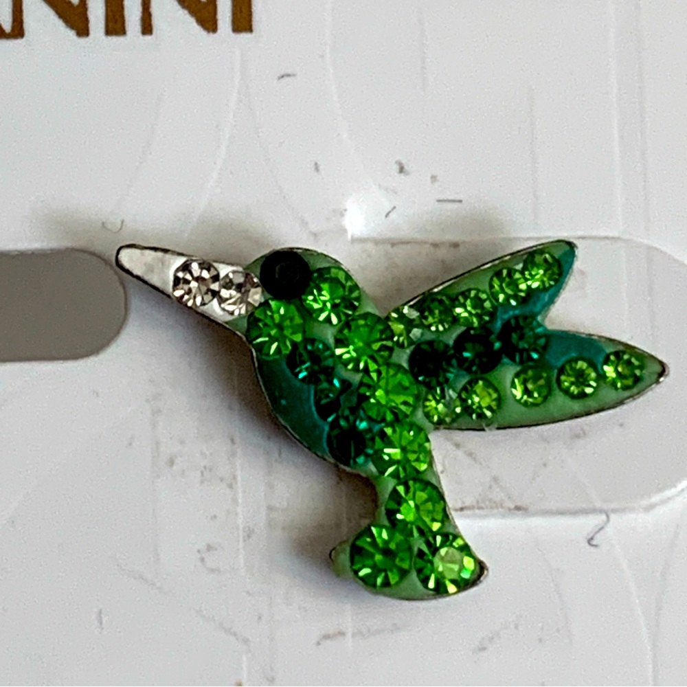 GIANI BERNINI Sterling Silver Crystal Green Hummingbird Stud Earrings - Picture 6 of 8